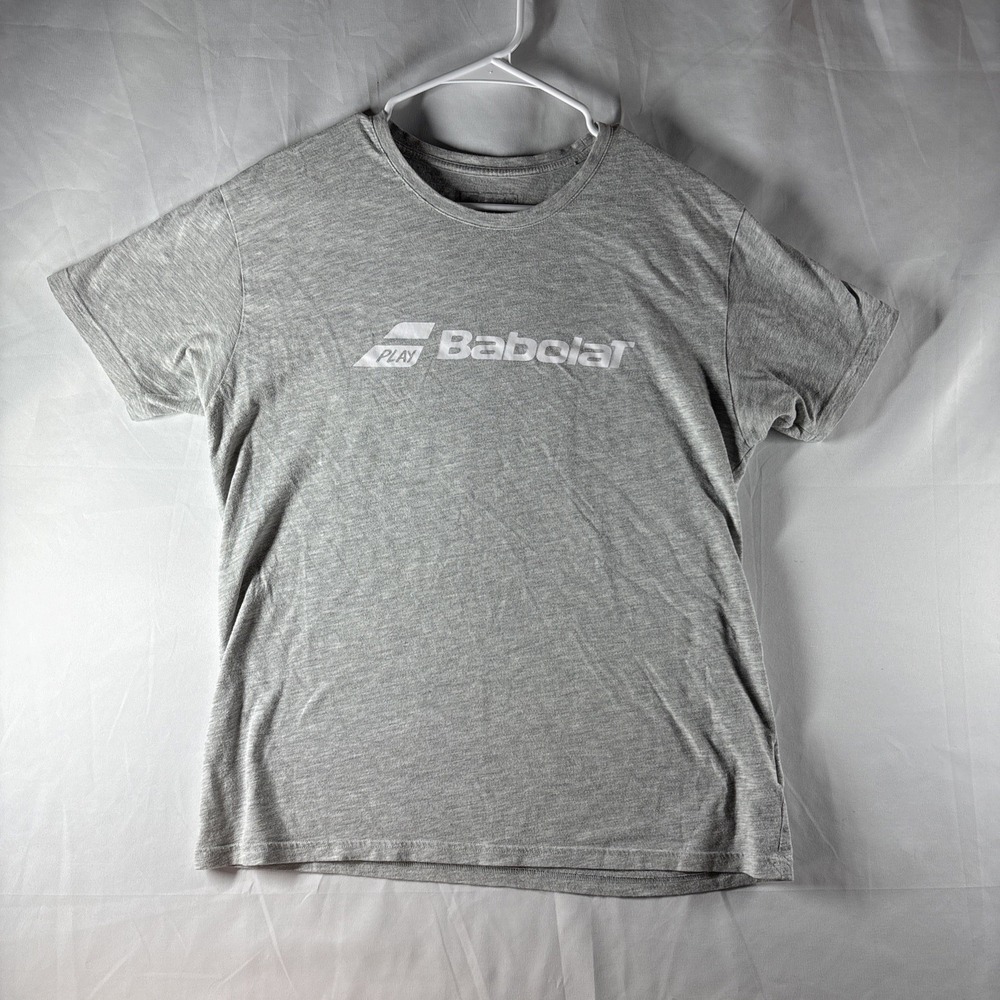 Babolat Play T-Shirt Mens L (Fits Like M) Heather Grey Short Sleeve Tennis